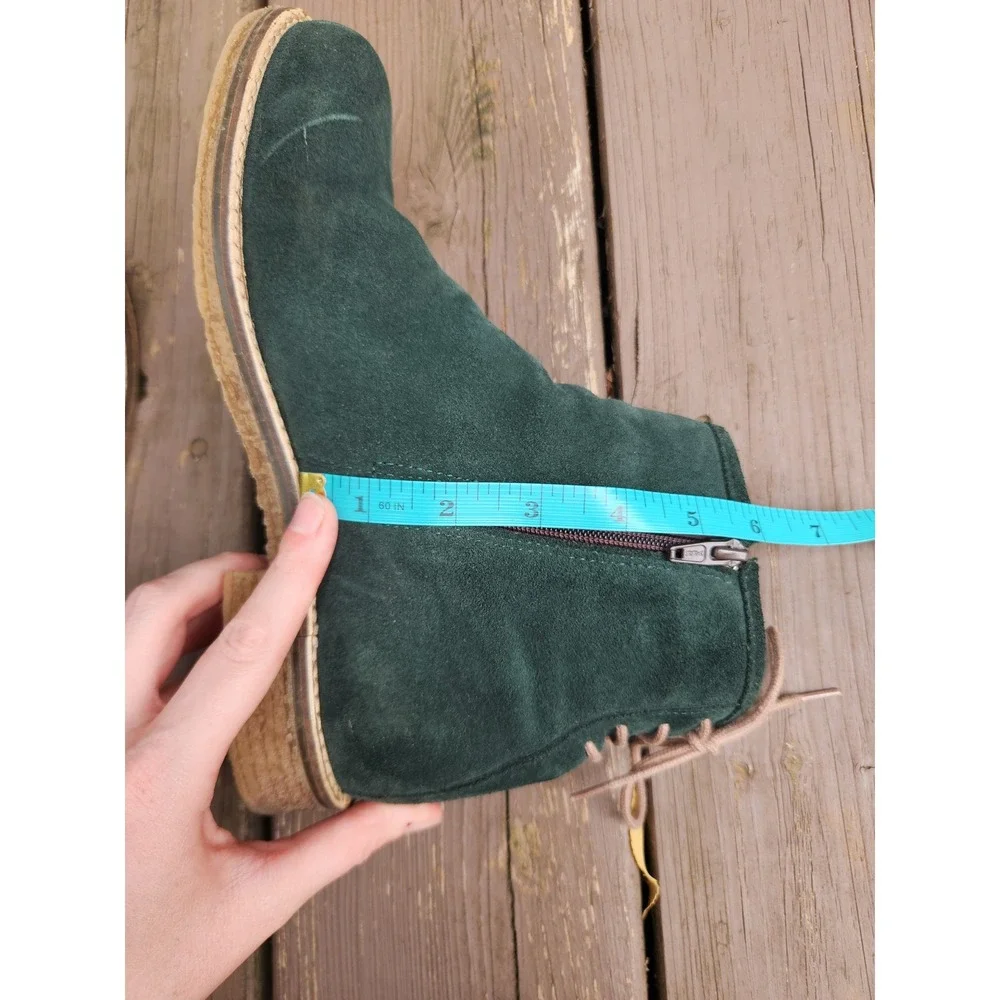 Bos & Co Ankle Boots Forest Green Suede Lace Up Back Zip EU 39